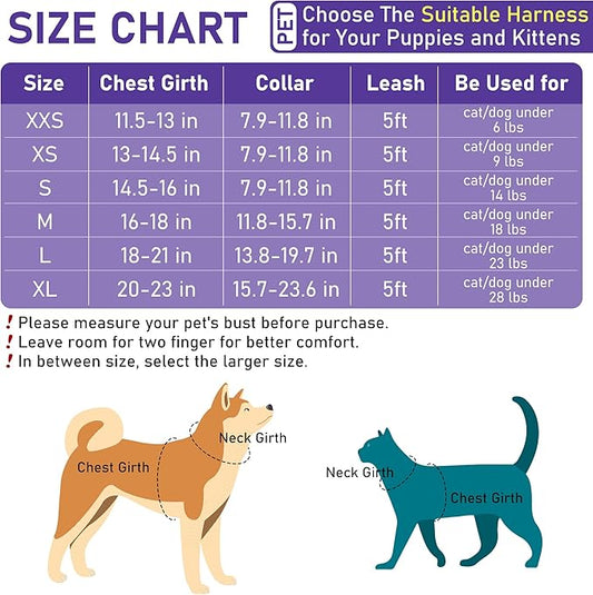 GAMUDA Small Dog Harness Collar and Leash Set, Step in No Chock No Pull Soft Mesh Adjustable Dog Vest Harnesses Plaid Reflective for Dogs Puppy Cats Kitten Rabbit (Warm Purple, XL) GAMUDACollarsCollection