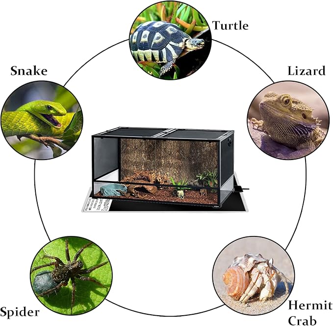 2 Pack Reptile Under Tank Heating Pad, Hermit Crab Heater with Temperature Control, Waterproof Adjustable Terrarium Heat Mat Warmer for Gecko Snake Lizard Turtle Tortoise Spider Frog (11 x 11 Inch) Tfwadmx