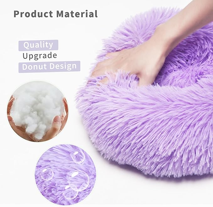 Chinchilla Bed Purple for Cage Fluffy Round Beds for Small Animals Washable Anti Slip 11.8 inch - PAWPICO
