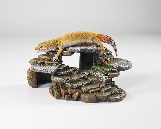 PENN-PLAX Reptology Shale Scape Step Ledge & Cave Hideout – Basking Area - Decorative Resin for Aquariums & Terrariums – Great for Reptiles, Amphibians, and Fish – Medium Penn-Plax