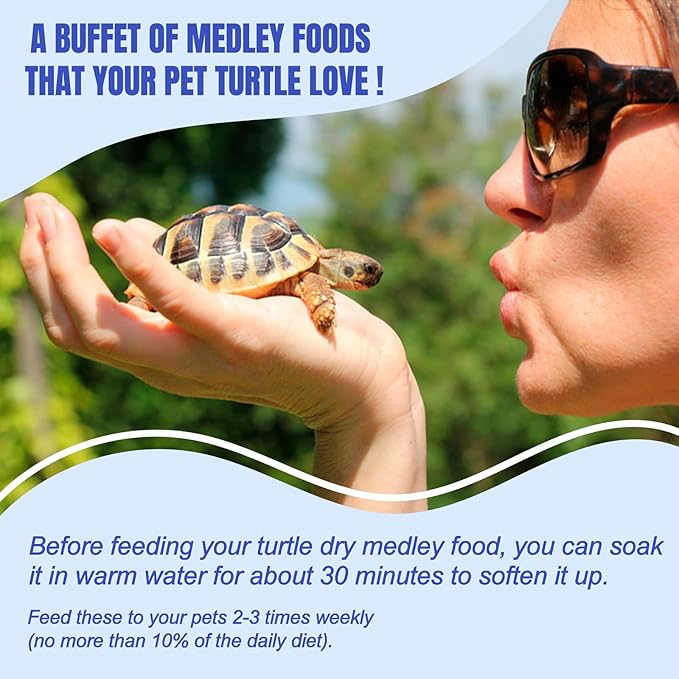 Amzey 2 Pack Aquatic Turtle Food, Vitamin, Enriched Medley Treats of Freeze, Dried Mealworms, River Shrimp & River Fishes, High Protein Turtle Medley Food for Aquatic Tortoise, 3.7 Ounce Total Amzey