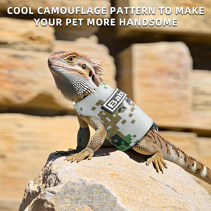 Bearded Dragon Harness and Leash, Adjustable Lizard Bearded Dragon Reptile Harness, Bearded Dragon Lizard Reptiles for Walking Outdoor to Prevent Escape (Green) PAWPICO