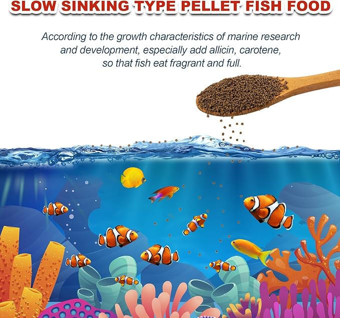 Marine Fish Food - Natural High Protein Saltwater Fish Food Color Enhancement for Clownfish Reef Fish Butterfly Fish Sea Goldfish Acanthurfish Other Small Sea Fish yizeril