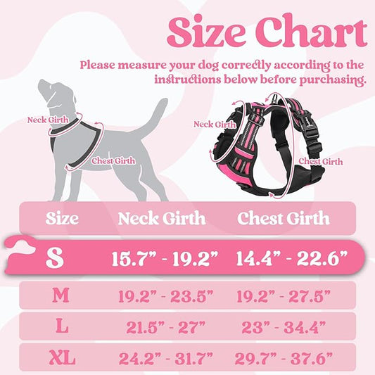 rabbitgoo Dog Harness Small Sized, No Pull Pet Harness with 3 Buckles, Adjustable Soft Padded Pooch Vest with Instant Control Handle, Easy Walking Reflective Pet Vest for Small Dogs, Rose Pink, S rabbitgoo