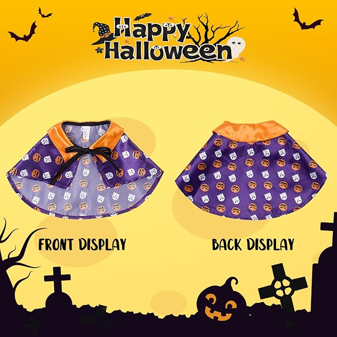 PETLESO Halloween Pets Costume for Cats, Small Dogs, Rabbits Cat Cape Cosplay Party Dog Cloak Costume Cat Halloween Costumes - PAWPICO
