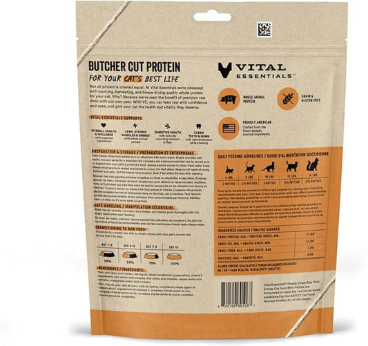 Vital Essentials Freeze Dried Raw Cat Food, Pork Mini Patties Entree, 3.75 oz VitalEssentials