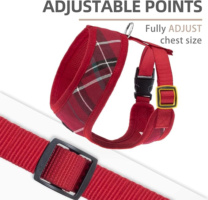 PUPTECK Soft Mesh Dog Harness and Leash Set Pet Puppy Cat Comfort Padded Vest No Pull Harnesses, Red, L PUPTECK