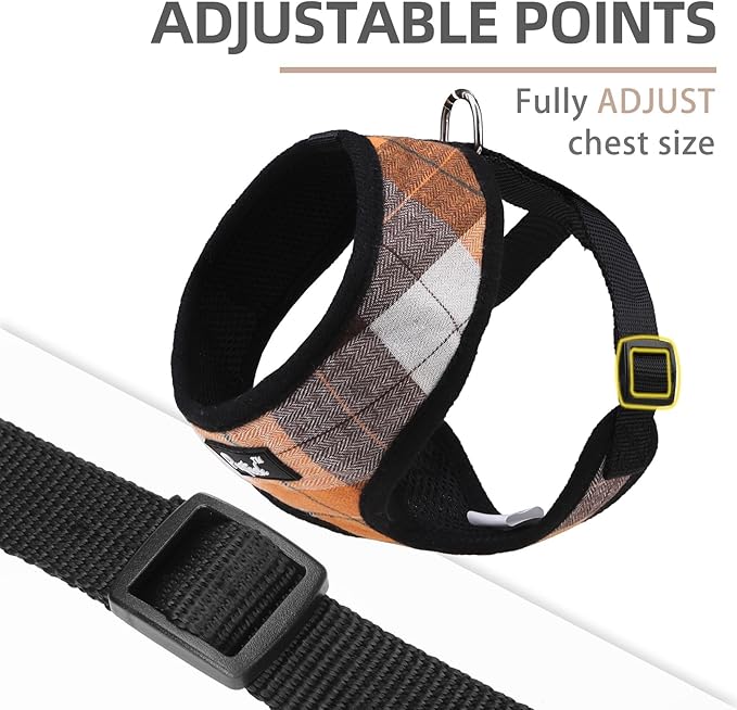 PUPTECK Soft Mesh Dog Harness and Leash Set Pet Puppy Cat Comfort Padded Vest No Pull Harnesses, Orange, L PUPTECK