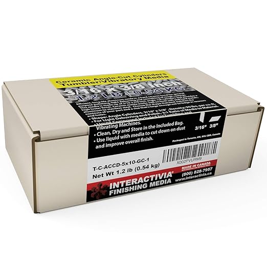 Ceramic Tumbling Media (1.2 lb - 3/16" x 3/8" A.C. Cylinders, Angle Cut Cylinders - Ceramic General) InteractiviaFinishingMedia