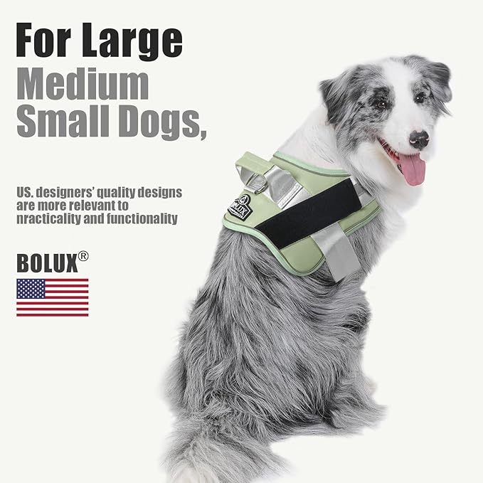 Bolux Dog Harness, No-Pull Reflective Dog Vest, Breathable Adjustable Pet Harness with Handle for Outdoor Walking - No More Pulling, Tugging or Choking Bolux