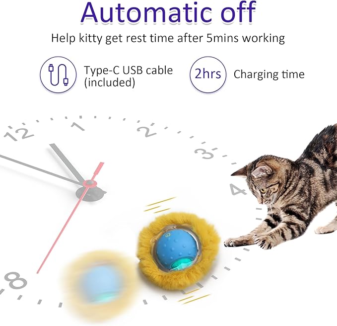 Interactive Cat Toys Ball Fast Rolling in Pouch, Motion Activate Chirping Cat Toy Hide and Seek Mouse Catching Game (Blue) - PAWPICO
