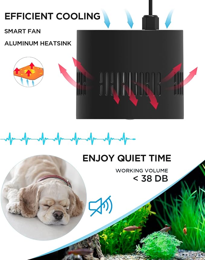 Lominie Aquarium LED Light 10 Gallon Fish Tank Light Timer Clip on Aquarium Lamp Full Spectrum 80W 6500k for Freshwater Refugium Cube Tank with Gooseneck Lominie