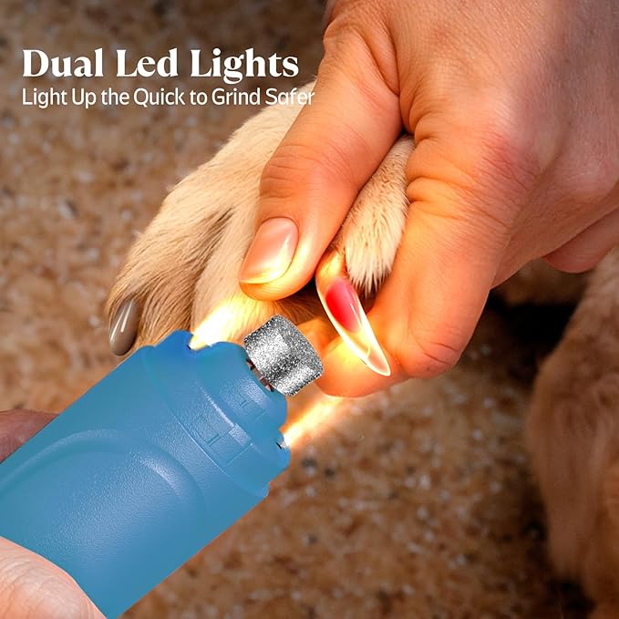 YABIFE Dog Nail Grinder, Dog Nail Trimmers and Clippers Kit, Super Quiet, Rechargeable, for Small Large Dogs Cats Toenail Claw Grooming,3 Speeds, 1 Extra Grinding Wheel - PAWPICO