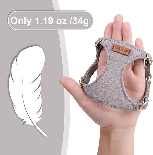 Puppytie No Pull XXS Puppy Harness with Multifunction Dog Leash,Soft Adjustable No Choke Escape Proof Pet Harness Vest,Silver Grey,XXS - PAWPICO