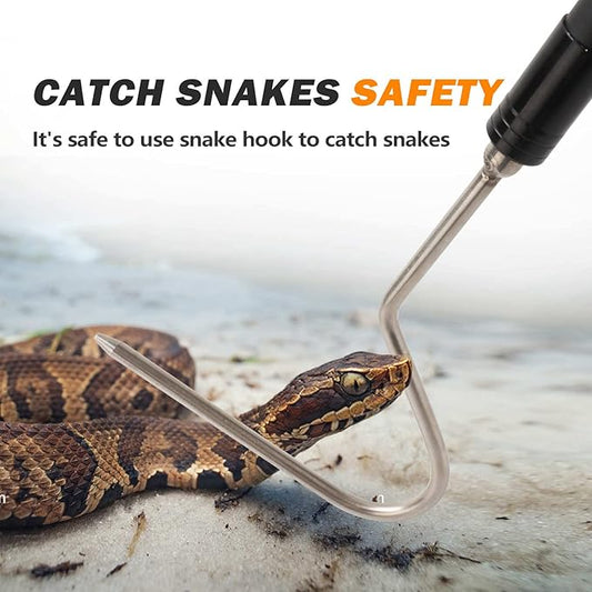 44 inch Snake Hook Catcher Stick Tongs Grabber Handling Tool Kit for Rattlesnakes Python Copperhead Removal Catching Dutypro