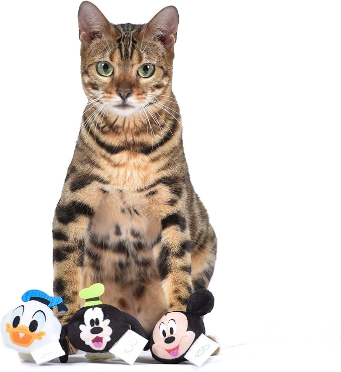 3 Piece Jingle Ball Cat Toys, 1.5in | Disney Cat Toys | Mickey Mouse, Goofy, and Donald Duck Cat Ball Toys with Bells and Catnip for Cats Inspired by Mickey and Friends - PAWPICO
