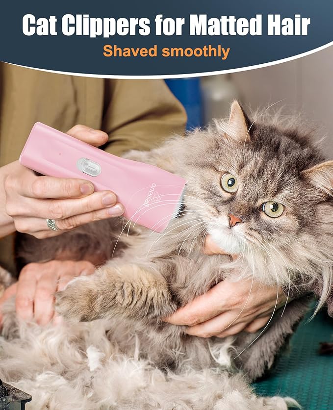 oneisall Pet Clipper for Cat Matted Hair, Pet Shaver for Cats Quiet Pet Hair Clippers Cordless Cat Clippers for Matted Hair Cat Clippers for Long Hair - PAWPICO