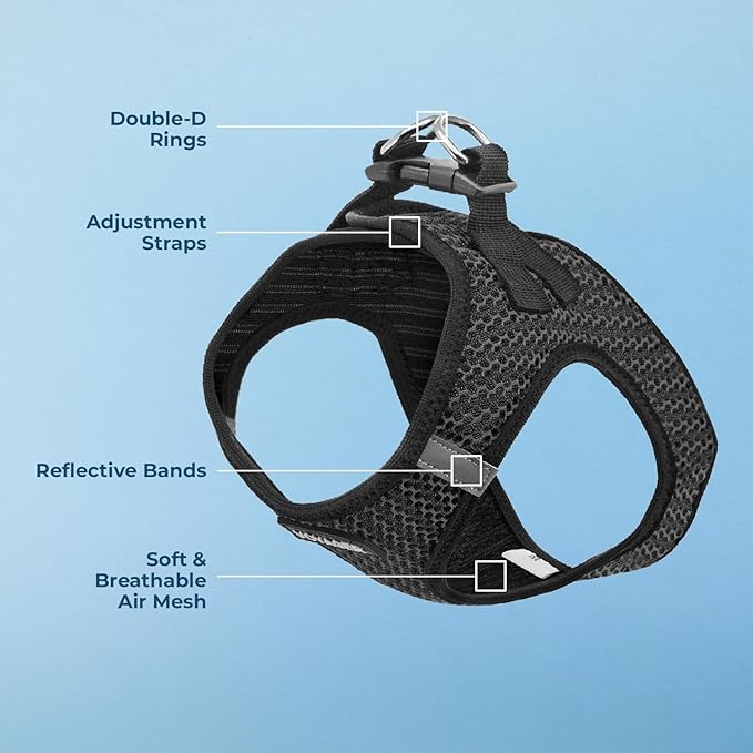 Voyager Step-in Air Dog Harness - All Weather Mesh, Reflective, No Pull Harness for Small, Medium Dogs, Cats - Secure with Hook & Loop Fastener, Buckle, Double D-Rings - Gray 2-Tone, M BestPetSuppliesLLC