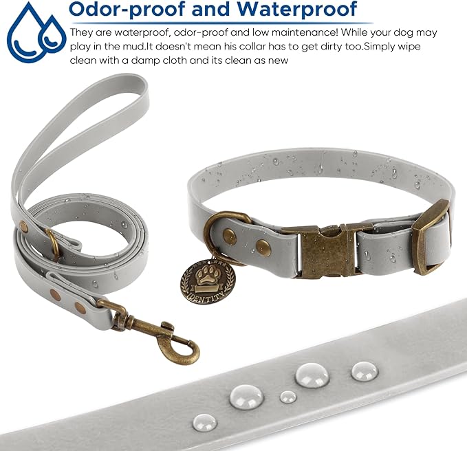 Wisedog Dog Collar and Leash Set Combo: Adjustable Pet Collars with Dog Leashes for Small Medium Large Dogs,Includes 1 Bonus of Poop Bag Holder (XL(Collar:16"- 25.5";Leash:6 ft), Grey) WisedogPetSupplies