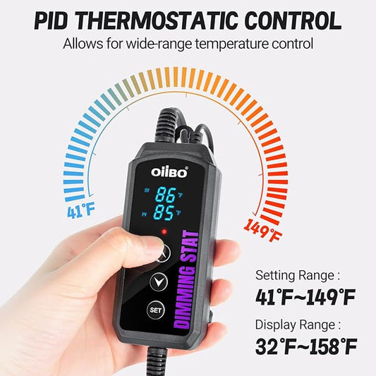 Oiibo Digital Heat Mat Thermostat, PID Reptile Heat Lamp Dimming Thermostat Heating Pad Temperature Controller for for Aquarium Reptiles and Seedling, Breeding, Hatching OIIBO