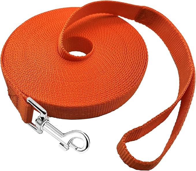 15ft 20ft 30ft 40ft 50ft Long Dog/Puppy Lead Obedience Recall Training Dog Leashes for Small Medium Dogs Camping, Training, Play, or Backyard (15 FT, Orange) PETGOGO