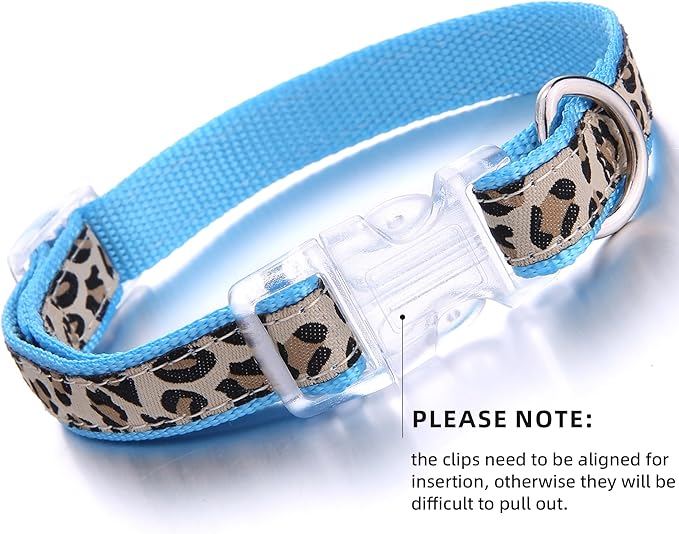 Mile High Life Leopard Dog Harness Collar Leash Set | Adjustable No Pull Dog Halter Harness for Small Breed Dogs | Easy Control for Training Walking | Blue, Small - PAWPICO