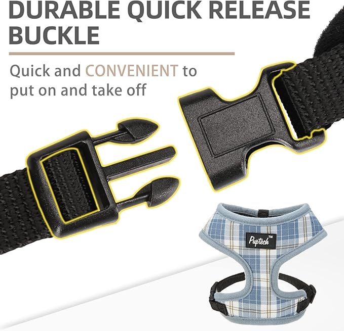 PUPTECK Soft Mesh Dog Harness and Leash Set Pet Puppy Cat Comfort Padded Vest No Pull Harnesses, Sky Blue, L PUPTECK