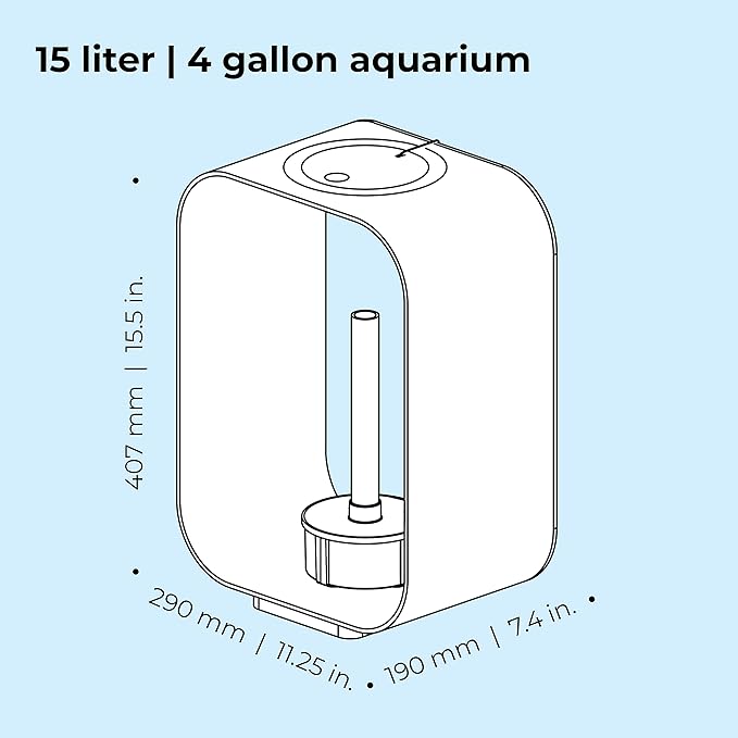 biOrb Life 15 Acrylic 4-Gallon Aquarium with White LED Lights Modern Compact Tank for Tabletop or Desktop Display, White biOrb