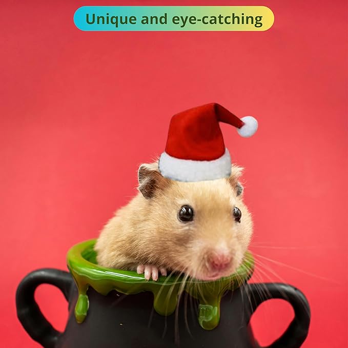 Ferret Hat and Adjustable Scarf Set, Small Christmas Hats for Pets Cute Collar for Ferrets Chinchilla Squirrel Bunny Rabbit Kitten, Guinea Pig Christmas Outfit, Ferret Accessories Costume (Christmas) HomedyCrafts