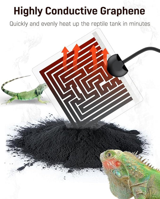 Pawfly 5 W Reptile Heat Pad 6 x 5.5 Inch Reptile Heating Pad Under Tank Terrarium Safe Fast Heating Mat Heat Mat for Turtles Frogs Snakes Lizards Geckos Hermit Crabs Spiders & Other Reptiles Pawfly