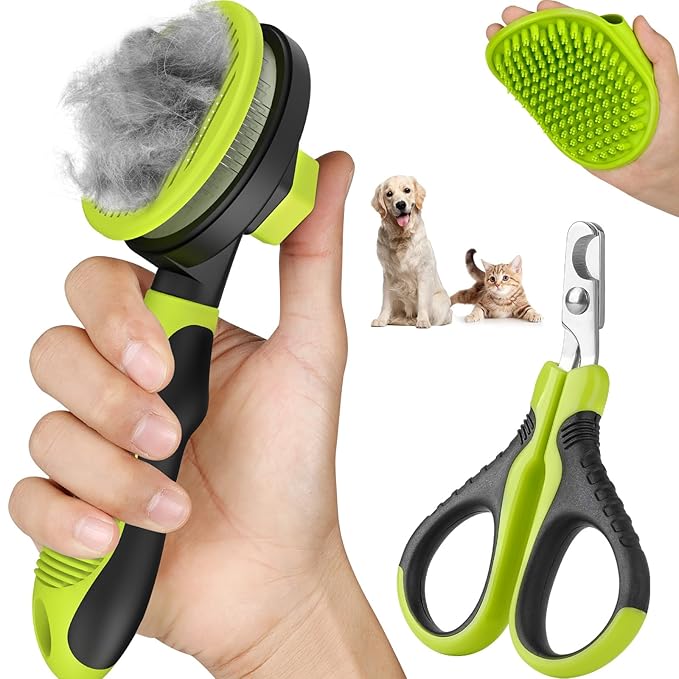 3PCS Cat Grooming Kit | Cat Brush | Cat Brushes for indoor Cats | Cat Nail Clipper | Cat Nail Trimmer | Cat Bath Brush | Cat Brush for Shedding for Long and Short Haired Cats - Premium Cat Supplies - PAWPICO