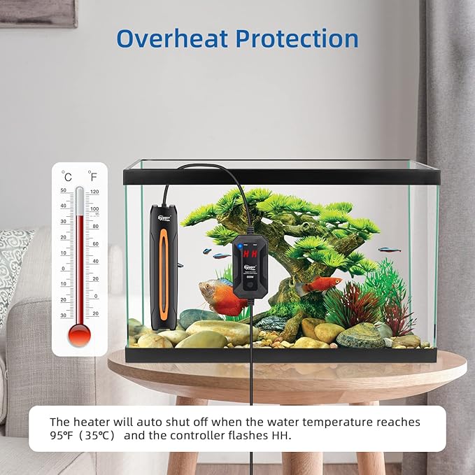 hygger 300W Aquarium Heater, Quartz Fish Tank Heater with LED Digital Display Thermostat Controller for 40-80 Gallon Freshwater Saltwater Tank hygger