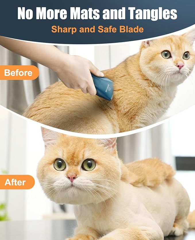 oneisall Pet Clipper for Cat Matted Hair, Pet Shaver for Cats Quiet Pet Hair Clippers Cordless Cat Clippers for Matted Hair Cat Clippers for Long Hair - PAWPICO