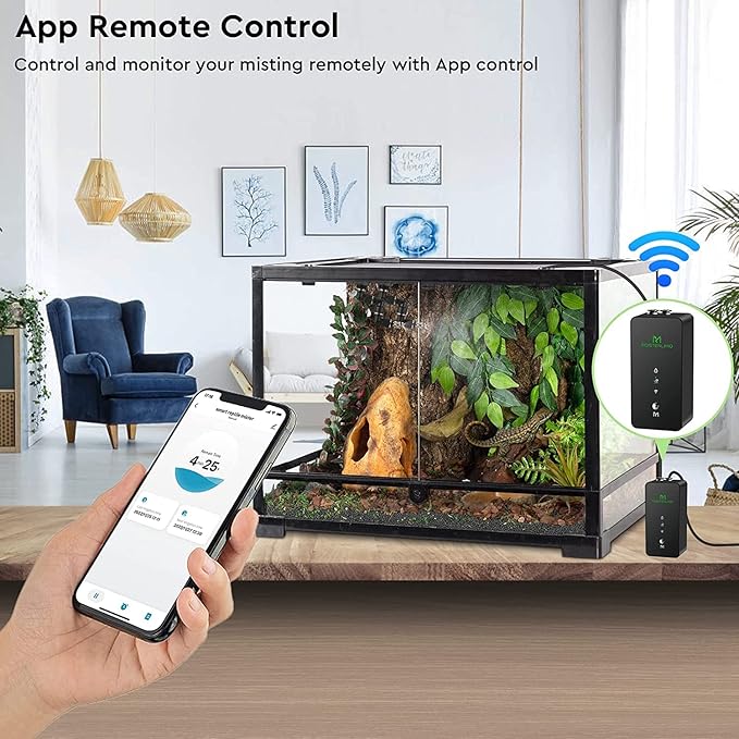Moistenland WiFi Enabled Reptile Mister for Terrariums, Reptile Misting System for Snake Ball Python Tortoise Lizard Aquarium with 2 Adjustable Misting Nozzles Moistenland