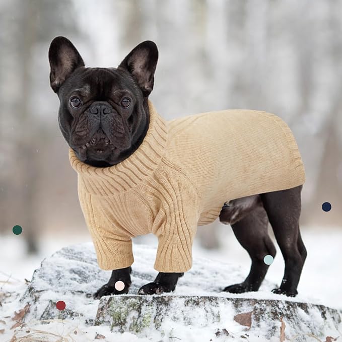 IECOii Extra-Large Dog Sweater 5XL,Christmas Dog Sweaters for Extra Large Dogs Girl Boy,Turtleneck Knitted Knitwear Easy On Doggie Sweatshirt Dog Sweater for Doberman,Great Dane(Apricot,XXXXXL) - PAWPICO