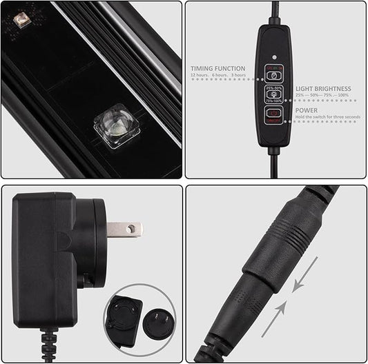 Aiicioo Reptile LED UVB Light - LED Terrarium Light with 3 Timing Function UVB Lamp UVB Bulb 4-Level Brightness Adjustable Lighting for Bearded Dragon Turtle Lizard (watts, 7) AIICIOO