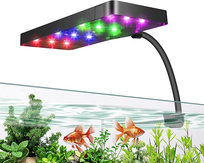 Smart 9W Aquarium LED Light, Nano Clip lamp for Aquarium Plant Growth,RGB Full Spectrum Aquarium Light,APP Control Adjustable Terrarium Light, JEREPET
