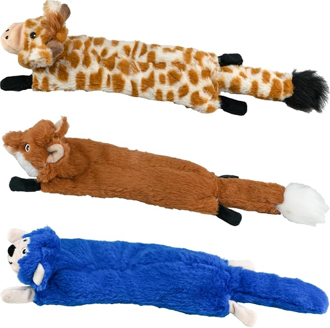 SHARLOVY Dog Squeaky Toys No Stuffing 3 Pack Plush Dog Toys for Medium Dog Toys Crinkle Dog Toys Durable Dog Chew Toys Cute Animals Puppy Toys for Teething Pet Toys - PAWPICO