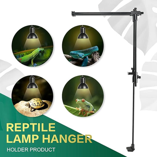 BETAZOOER Reptile Dual Lamp Stand Metal Adjustable Heating Lamp Holder Light Fixture Retractable Ideal for Reptile Glass Terrarium Amphibians/Terrestrial Invertebrates Vivarium BETAZOOER