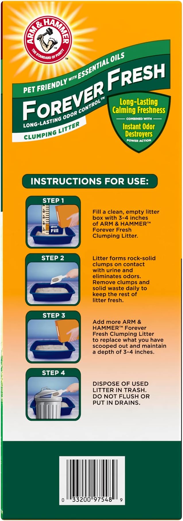Arm & Hammer Forever Fresh Clumping Cat Litter Cedarwood, MultiCat 18lb, Pet Friendly with Essential Oils, (Pack of 1) - PAWPICO
