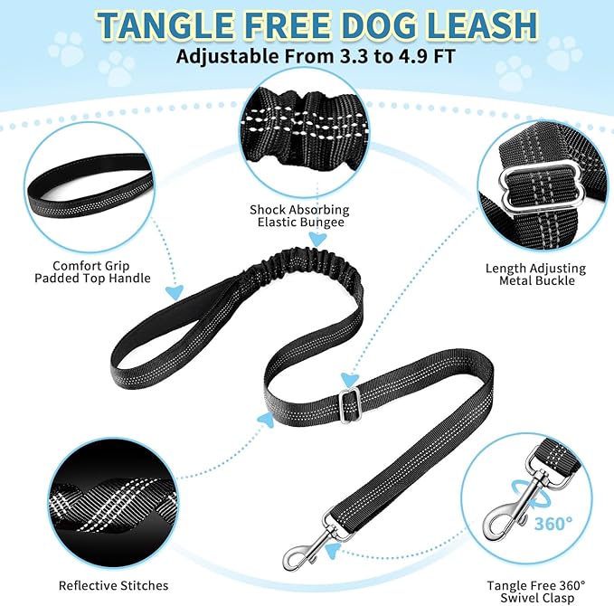 SlowTon No Pull Small Dog Harness and Leash Set, Puppy Soft Vest Harness Neck & Chest Adjustable, Reflective Lightweight Harness & Anti-Twist Pet Lead Combo for Small Medium Dogs (B-Front Clip,XXS) SlowTon