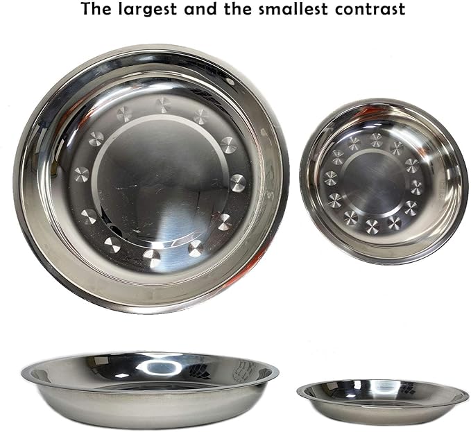 kathson Stainless Steel Whisker Relief Cat Bowl, 4 pcs Shallow and Wide Bowls, Pet Cat & Dog Feeding Large Dishes Fits with Elevated Stands Pet Bowl Stand (8.66 Inch Dia.) - PAWPICO