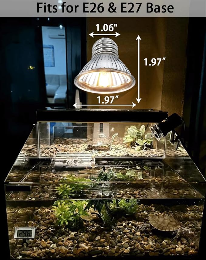 Turtle Reptile Heat Lamp Bulb 50W, UVA UVB Reptile Light Bulb for Turtle Tank, Fit for E26 Base, Fits Reptiles and Amphibian Tanks, Terrariums and Cages, Works with Various Lamp Fixtures PAWPICO