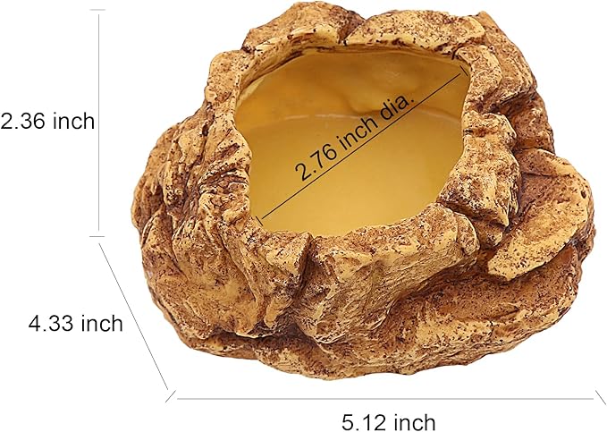 AQUA KT Reptile Food Mealworm Feeding Bowl Corn Snake Water Dish Anti Escape for Lizard Bearded Dragon Chameleon Leopard Gecko Terrarium Feeder AQUAKT