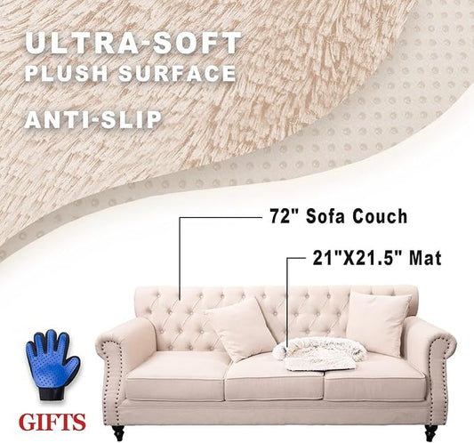 Tinaco Luxurious Calming Bed Mats, Washable Removable Couch Cover, Plush Long Fur Mat for Pets, Waterproof Lining, Perfect for Small, Medium and Large Dogs and Cats (Gradient Brown, S) - PAWPICO