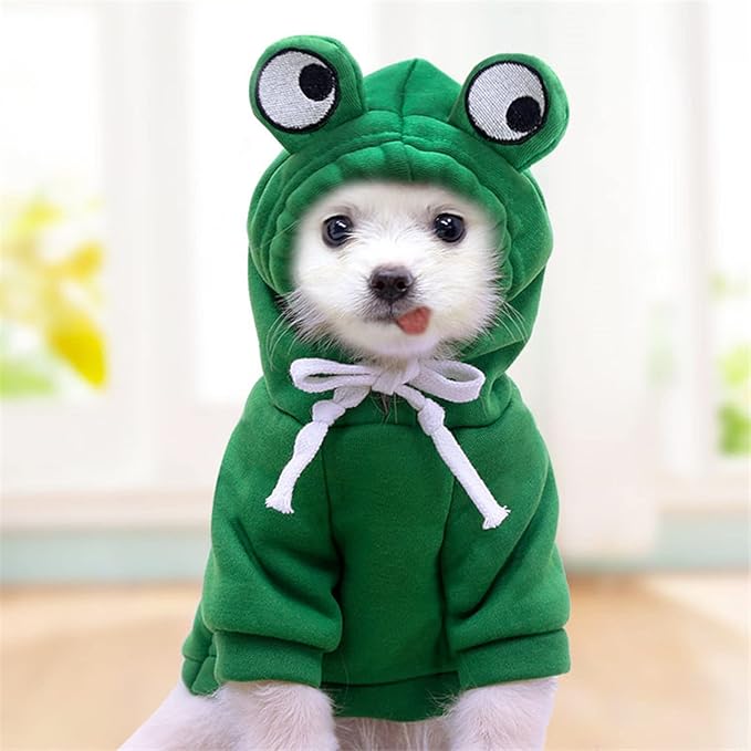 Warm Dog Winter Clothes Cute Fruit Dog Coat Hoodies Fleece Pet Dogs Costume Jacket for French Bulldog Chihuahua Ropa para Perro(Green,XL) - PAWPICO