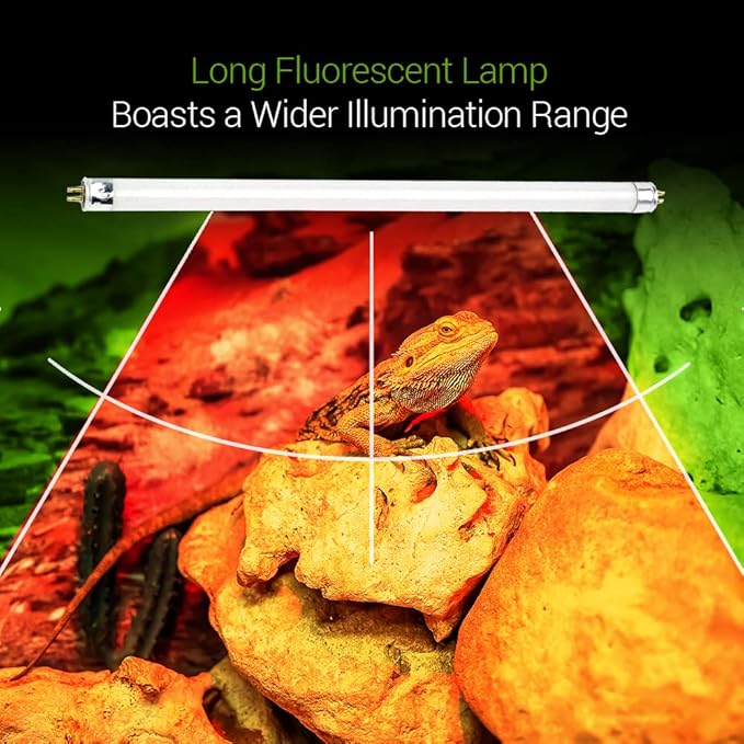2 Pack 24W-Watt T5 HO Reptile Light Desert UVA UVB 10.0 Fluorescent Tube - 22" Terrarium Hood Light Suitable for Desert Reptile Lizards Bearded Dragons & Promotes Natural Behavior UVB Bulb (22Inch) BluexBulbs