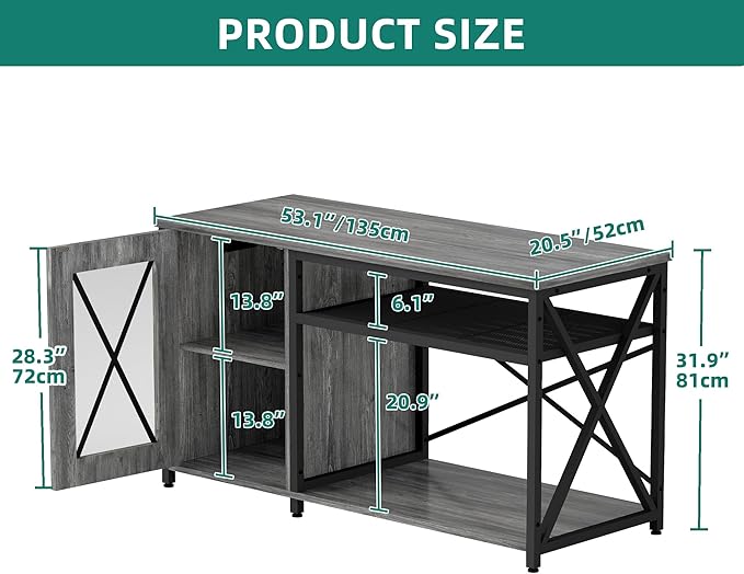 YITAHOME Fish Tank Stand with Power Outlets & LED Light, 55-75 Gallon Metal Aquarium Stand with Cabinet for Fish Tank Accessories Storage for Turtle Tank, Reptile Terrarium, 860LBS Capacity, Grey YITAHOME