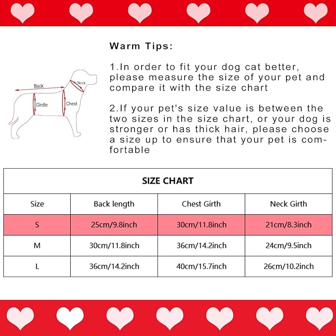 Dxhycc Dog Knitted Sweater Dog Heart Sweater Puppy Sweater Warm Soft Pet Holiday Clothes for Small Cats and Dogs (Red, S) - PAWPICO