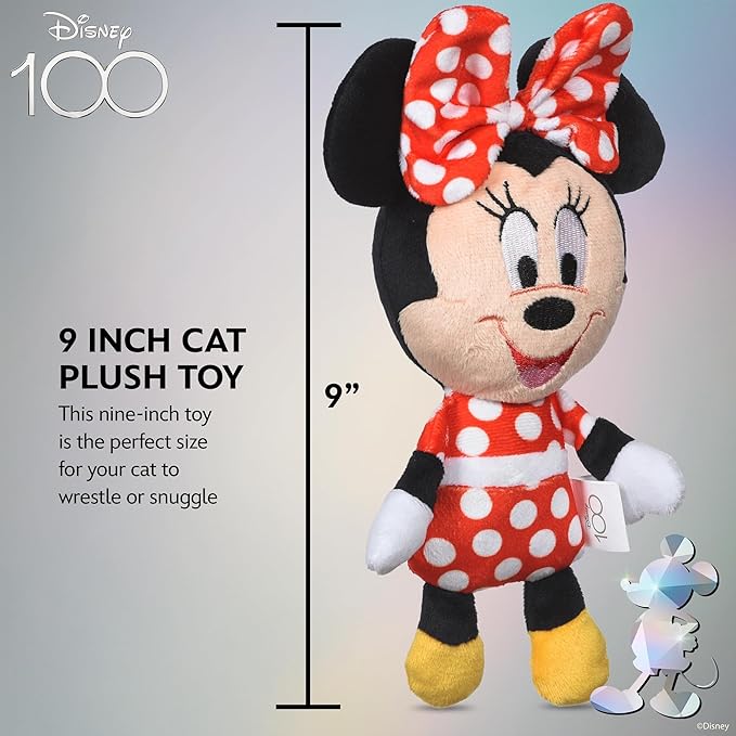 Minnie Mouse Cat Kicker Toy with Catnip, 9in | Disney Cat Toys | Fun Cat Kicker Style Plush Toy with Catnip and Crinkle for Cats Inspired by Disney Mickey and Friends - PAWPICO